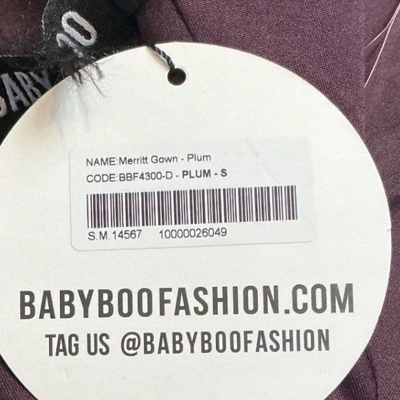 Babyboo Merritt Gown Plum Small New With Tags - Picture 7 of 7